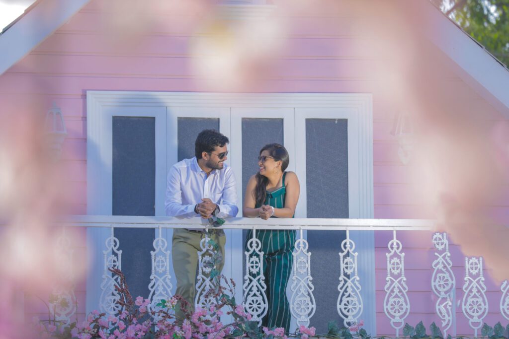 couple prewedding on terrace - weddingpur